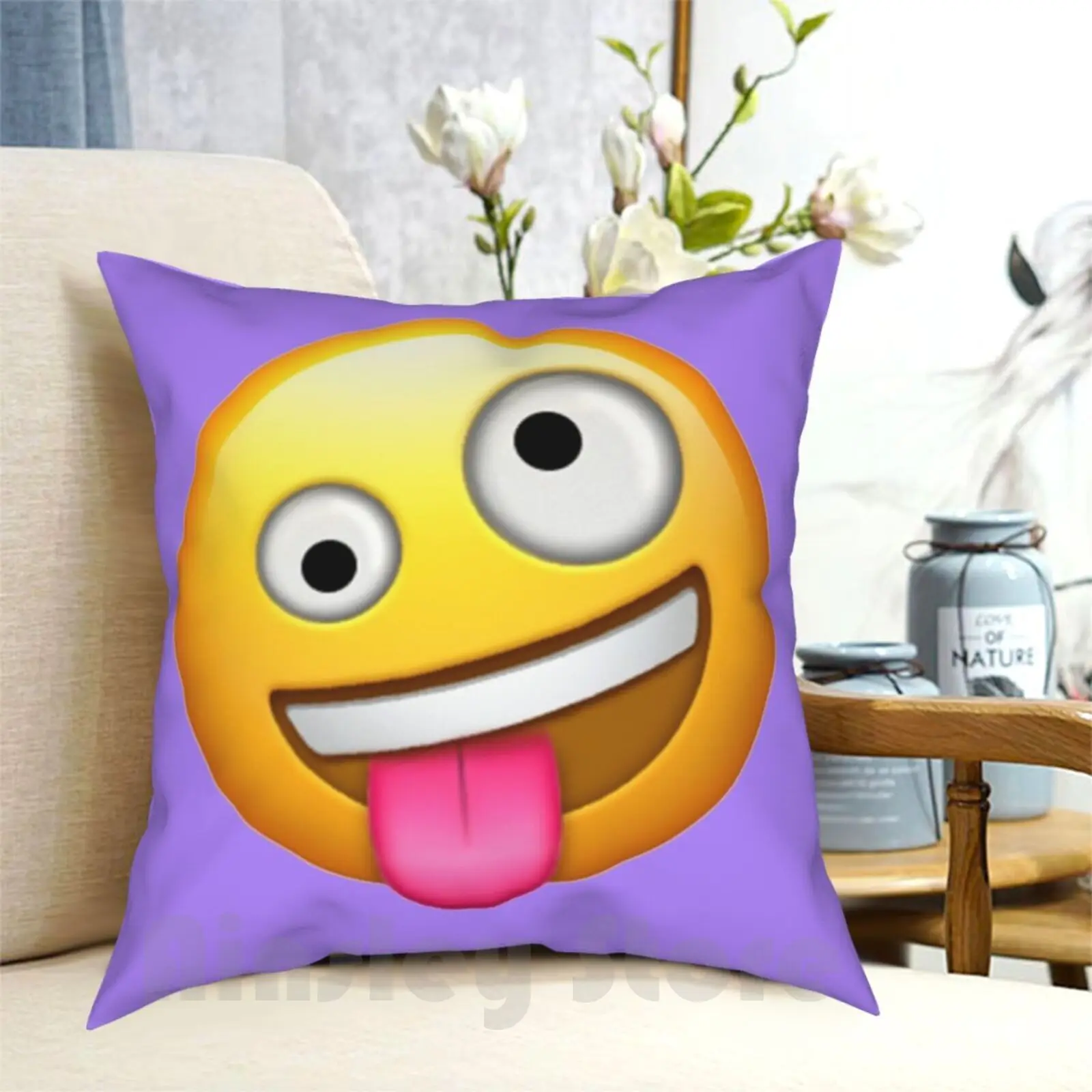 Crazy Face Pillow Case Printed Home Soft Throw Pillow Face Crazy Zany Tongue Crazed Coo Coo Koo Koo Kooky Dumbfound