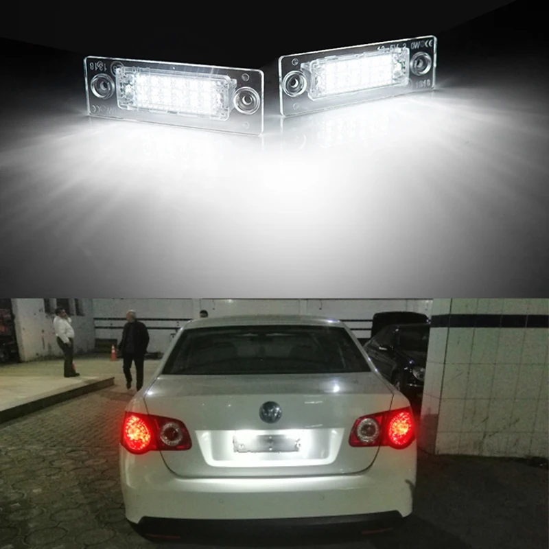 12V Car License Plate Lights Rear Lamp LED Canbus Error Free Automotive Accessories For VW Passat Touran Golf Jetta MK5 T5 SKODA