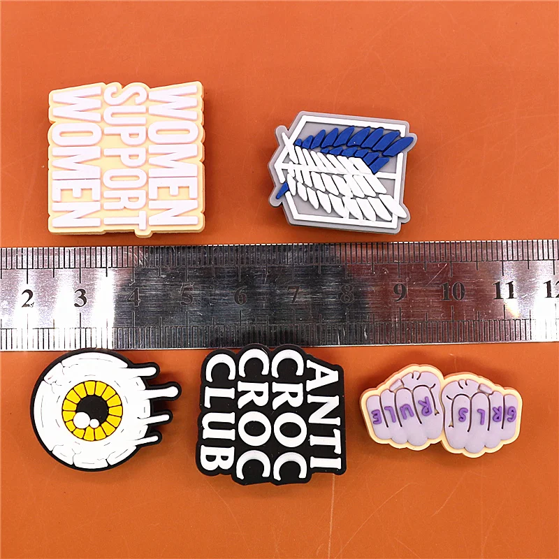 1pcs Grls Rule PVC Shoe Charms Accessories Slogan Women Support Women Shoes Buckle Decorations fit Kids X-mas Party Gifts