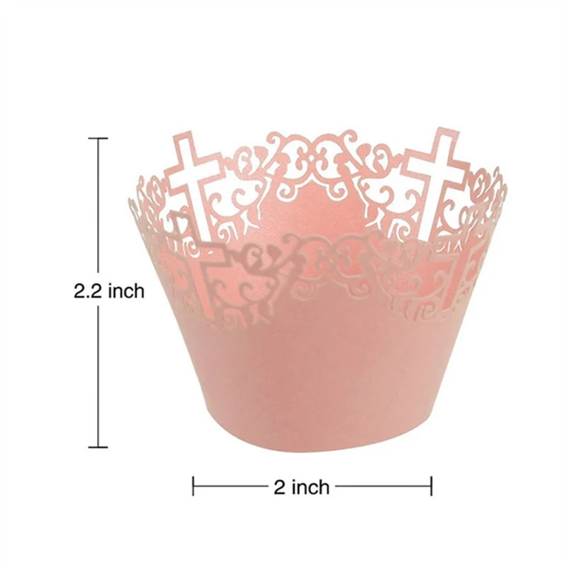 25Pcs Filigree Lace Out Cross Vine Paper Cake Cupcake Wrappers Baking Cup Case Trays for Wedding Party Decoration Supplies