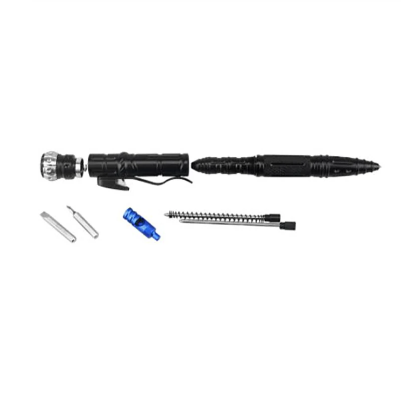 LED Multifunctional Self-defense Gyro Tactical Pen Outdoor Survival EDC Tool Emergency Light Glass Breaker Gyroscope 8 in 1