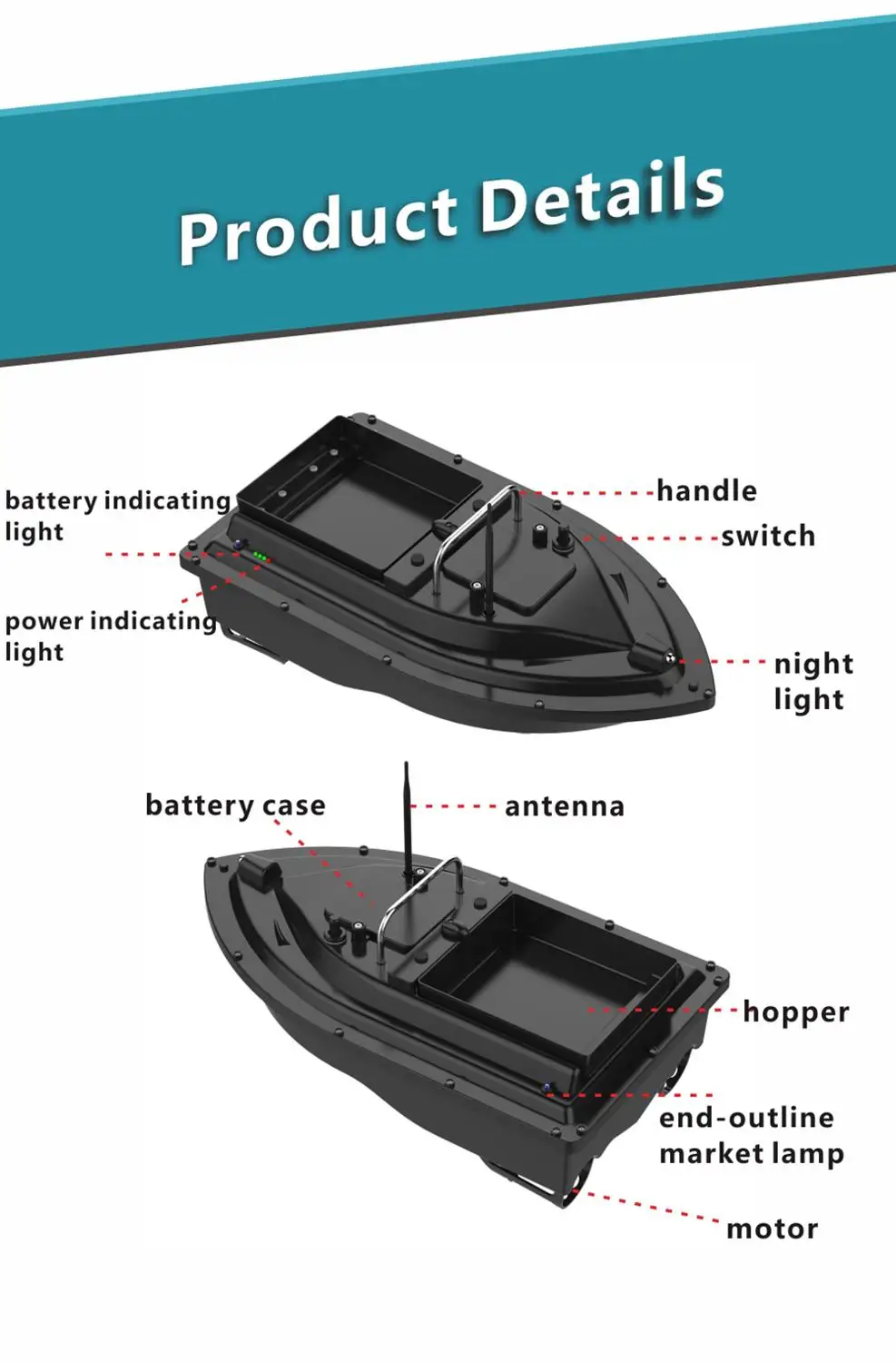 500m rc Fishing Bait Boat RC Fish Finder Rowing Nesting Ship Hook Boat Automatic Single Warehouse Speedboat Toys