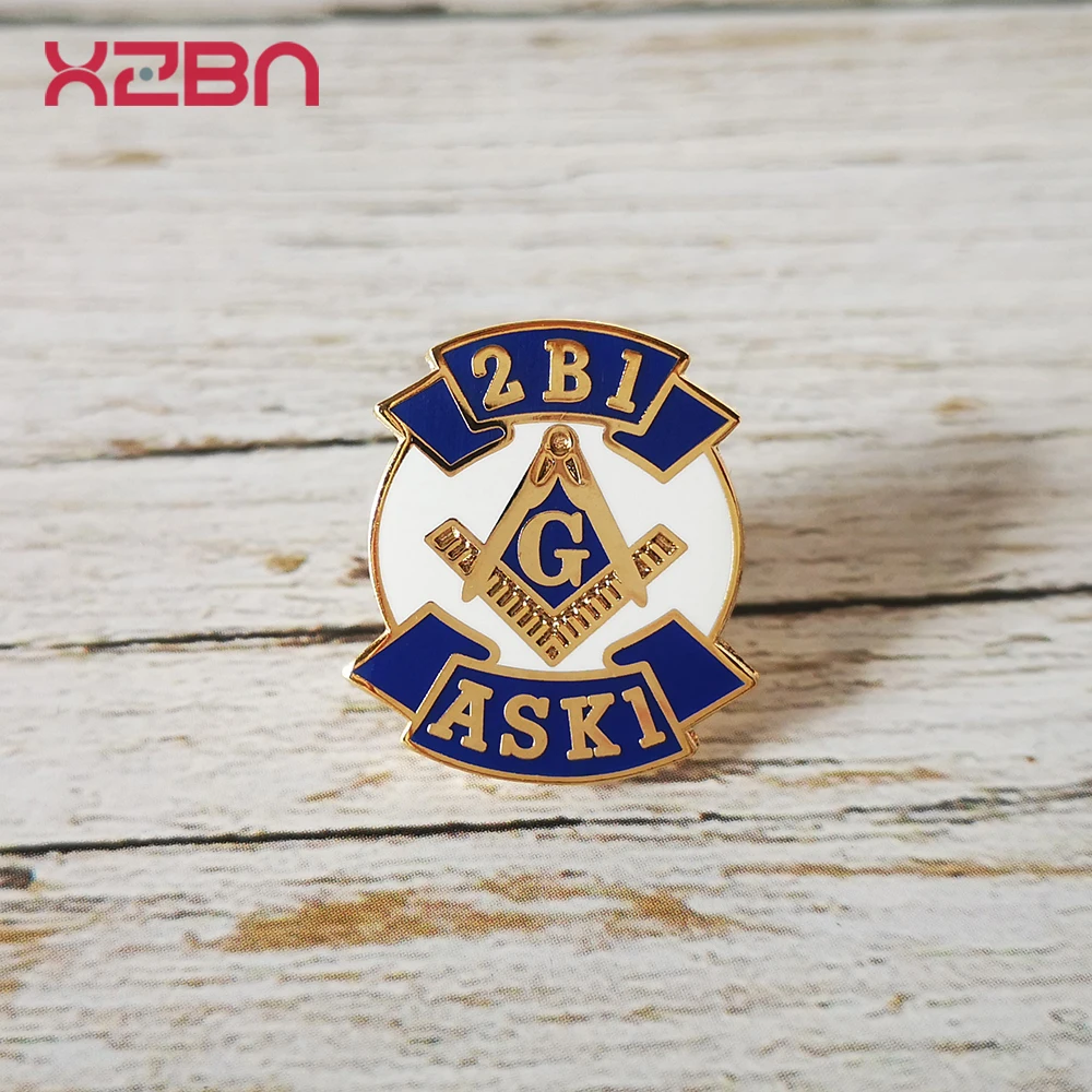 Masonic Lapel Pins Badge Mason Freemason  2B1 ASK1 Zinc Alloy Material Gold Plated  Exquisite Souvenirs Gifts Brooches