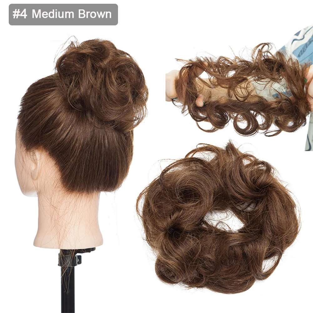 SEGO 100% Menschliches Haar Brötchen Elegante Chignon Scrunchies Haarpferdeschwanz Gerade Donut Updo Haar Stück Für Frauen 17g – Detail 20