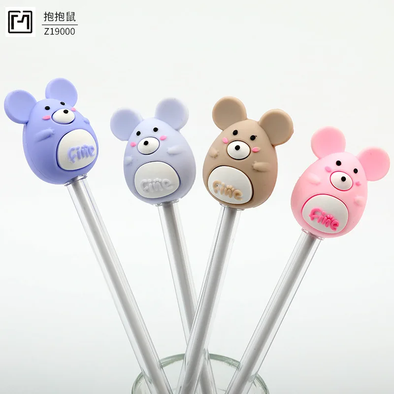 20pcs Hugging mouse neutral pen student supplies plastic stationery office promotional gifts