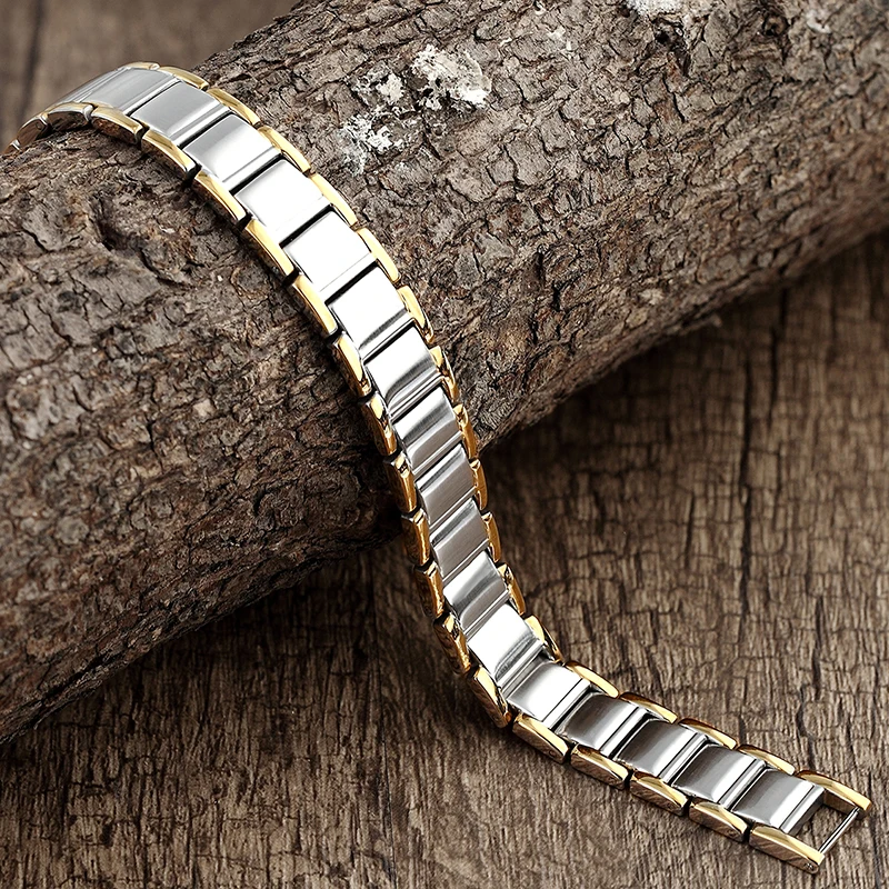 Germanium Magnetic Therapy Bracelet 316L Stainless Steel, Unisex Bio Energy Bangle for Arthritis Carpal Tunnel Pain Relief Men's