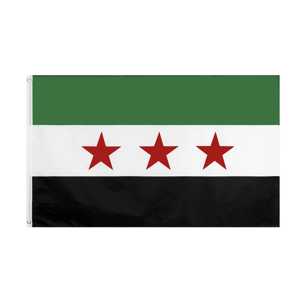 Yehoy  hanging 90*150cm Syrian Arab Republic Three Red Star syria Flag For Decoration