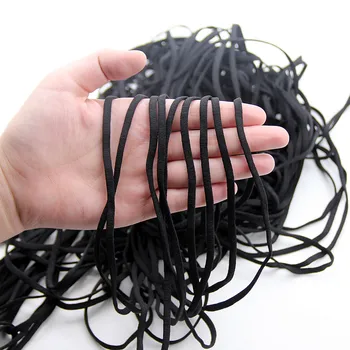 10 מטרים 3/5MM פה מסכת גומייה מחרוזת פנים מסכת שחור חבל גומייה קלטת אוזן כבל עגול שטוח אוזן תליית DIY אבזר