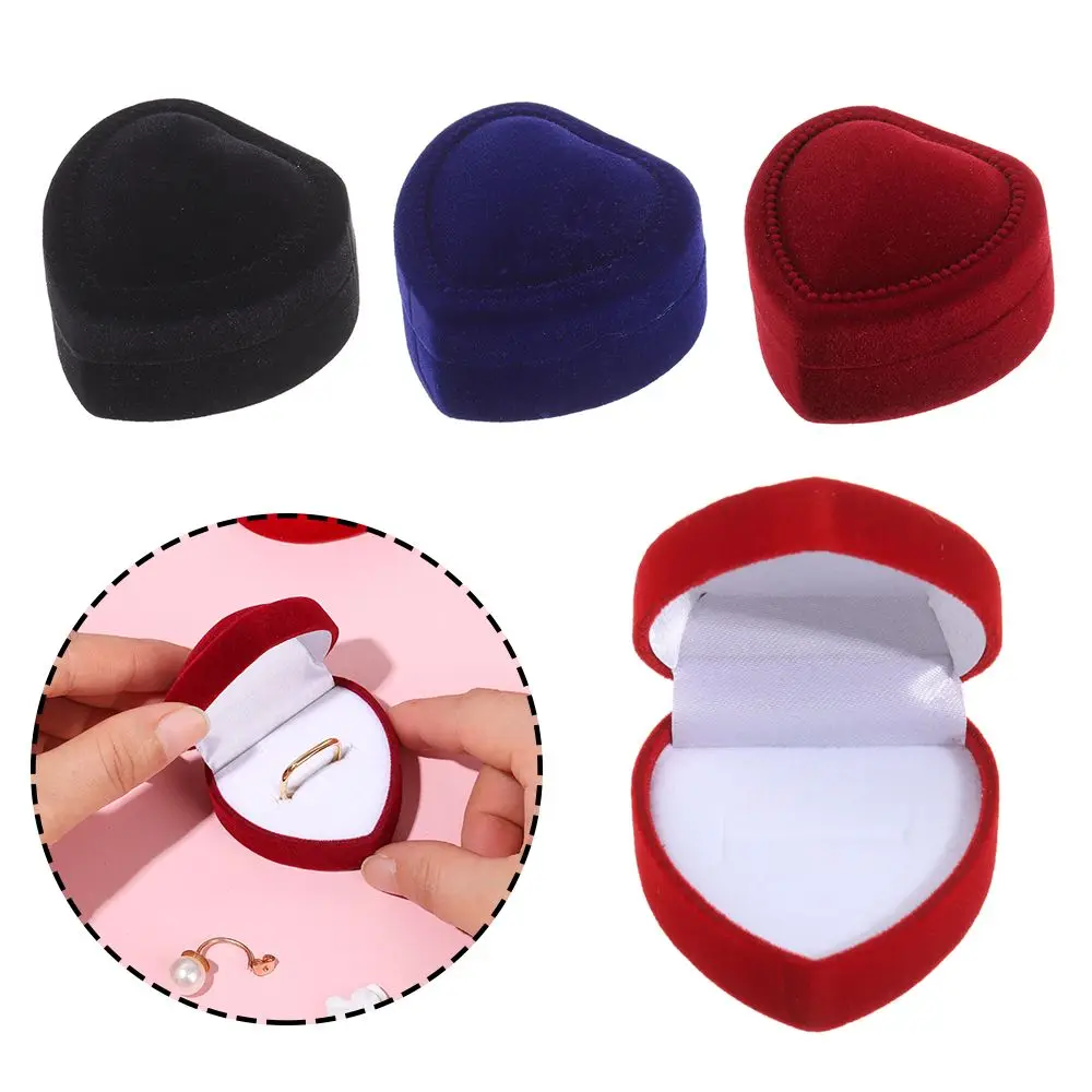 

Engagement Couple Lover Wedding Party Earrings Holder Heart Boxes Jewelry Case Velvet Ring Box
