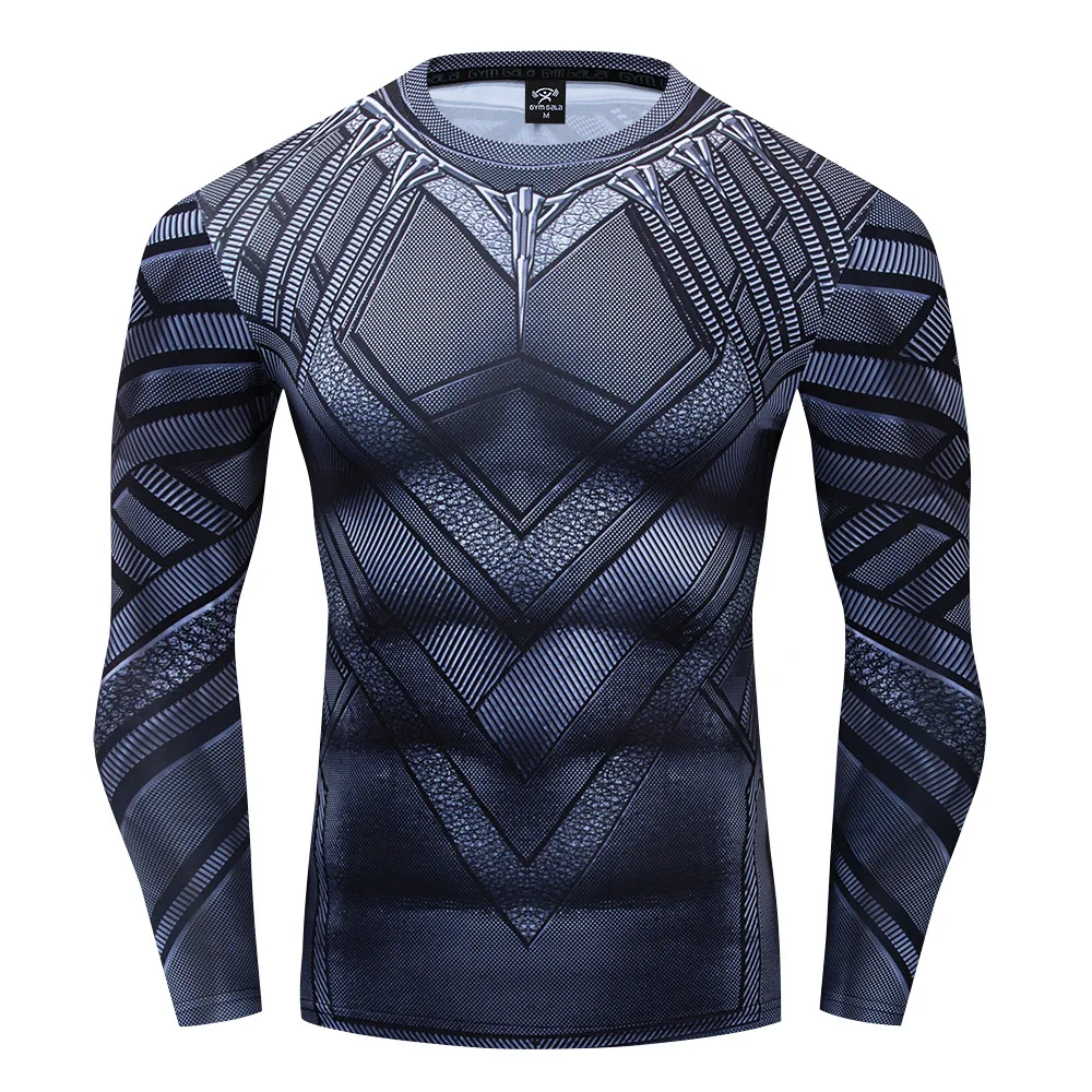 Superhero Schwarz Panther T'Challa Wakanda König Cosplay Halloween Kostüm T-Shirt Bodybuilding Phantasie Zentai Sport Tops Für Männer