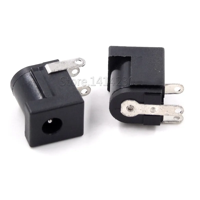 10Pcs DC-005 Black 3.5x1.35mm 3pin DIP DC Power Supply Socket DC005 3.5-1.35MM Female Panel Mount Connector DC-005C 1.3mm needle