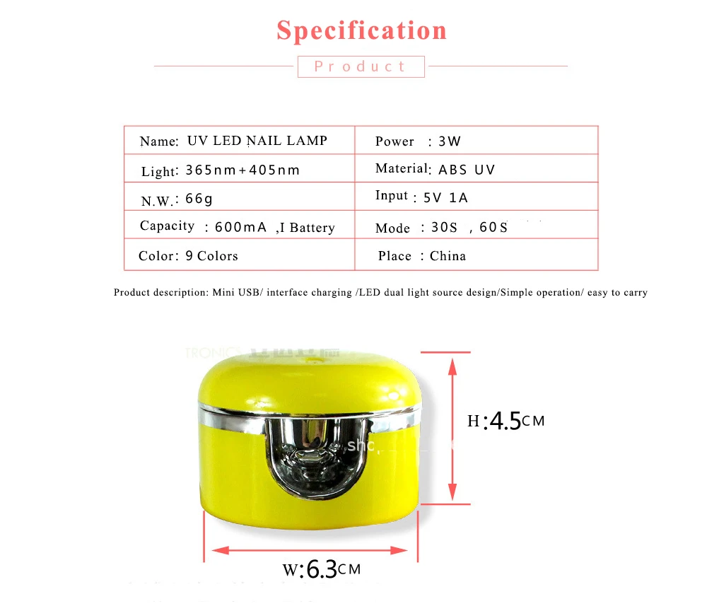 빠른 건조 3W 미니 UV LED 네일 램프, 배터리 저장 휴대용 광선요법 매니큐어 도구 네일 아트 무선 UV 매니큐어 건조기