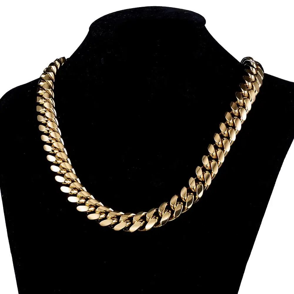 D&Z 6mm-18mm Stainless Steel Miami Cuban Necklace Classical Cuban Link Choker Chain Men\'s Hip Hop Jewelry