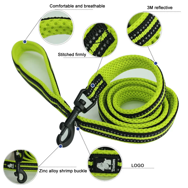 Truelove Pet Dog Leash Reflective Nylon Webbing Zinc Alloy Hook Suitable For Small And Large Dogs 110/200CM Length Products