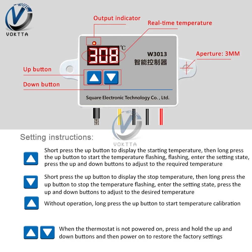 W3013 Digital Display Thermostat Switch K Type Thermocouple 1M AC 110V 220V Temperature Controller Thermoregulator Thermometer