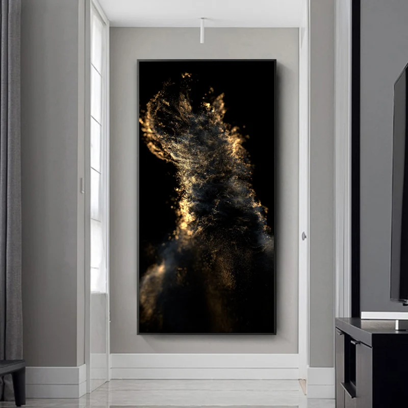 Abstract Gold and Black Canvas Painting Wall Art Picture for Living Room Scandinavian Modern Nordic Posters and Prints Cuadros