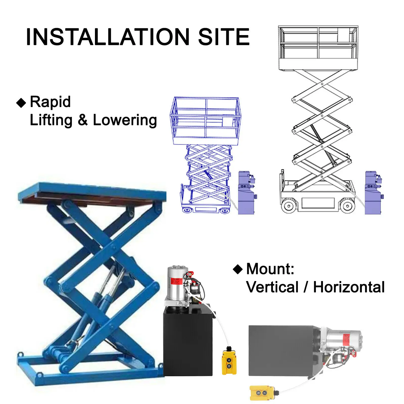 VEVOR Double Acting Hydraulic Pump Dump Trailer Pack DC 12v Wrecker Steel Oil Tank Dump Trailer Car Jake Lifting Power 15L Unit