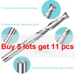 2pcs 3.175 1/8 Shank 2 Flute Spiral Milling Cutter CNC Flat Nose End Mill Engraving Router Bit for Wood Carbide Tool Endmill