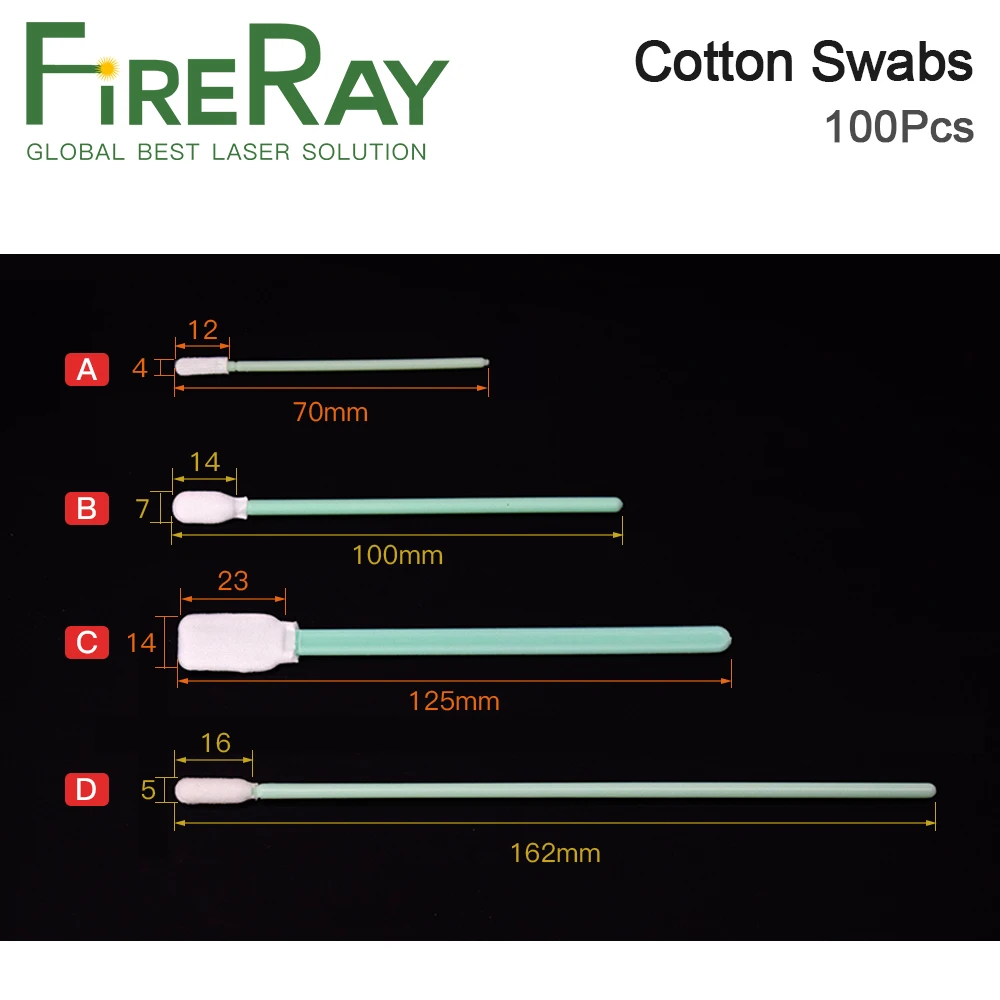 FireRay 100 قطعة أعواد قطنية غير منسوجة مقاس 70 مللي متر 100 مللي متر 125 مللي متر 162 مللي متر مقاومة للغبار لعدسات التركيز النظيفة والنوافذ الواقية