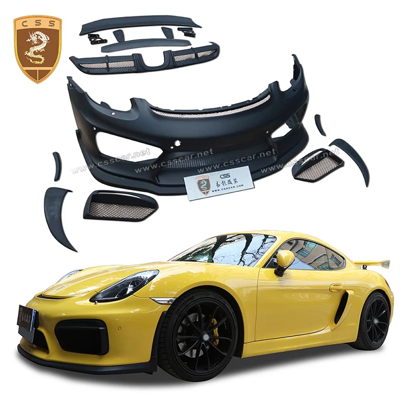 

06-18 FRP Carbon Fiber Car Body Kit For Porsche Boxster Cayman 981 Change GT4 Body Kit Front Bumper lip Rear wing