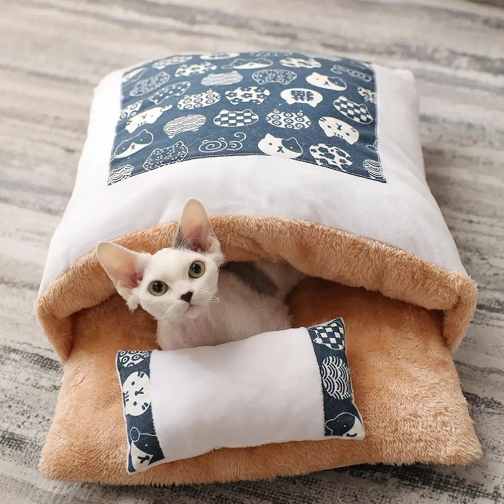 Pet Dog Cat Bed Cat Sleeping Bag Removable Sofas Mat Winter Warm Cat House Small Pet Bed Puppy Kennel Nest Cushion Pet Products