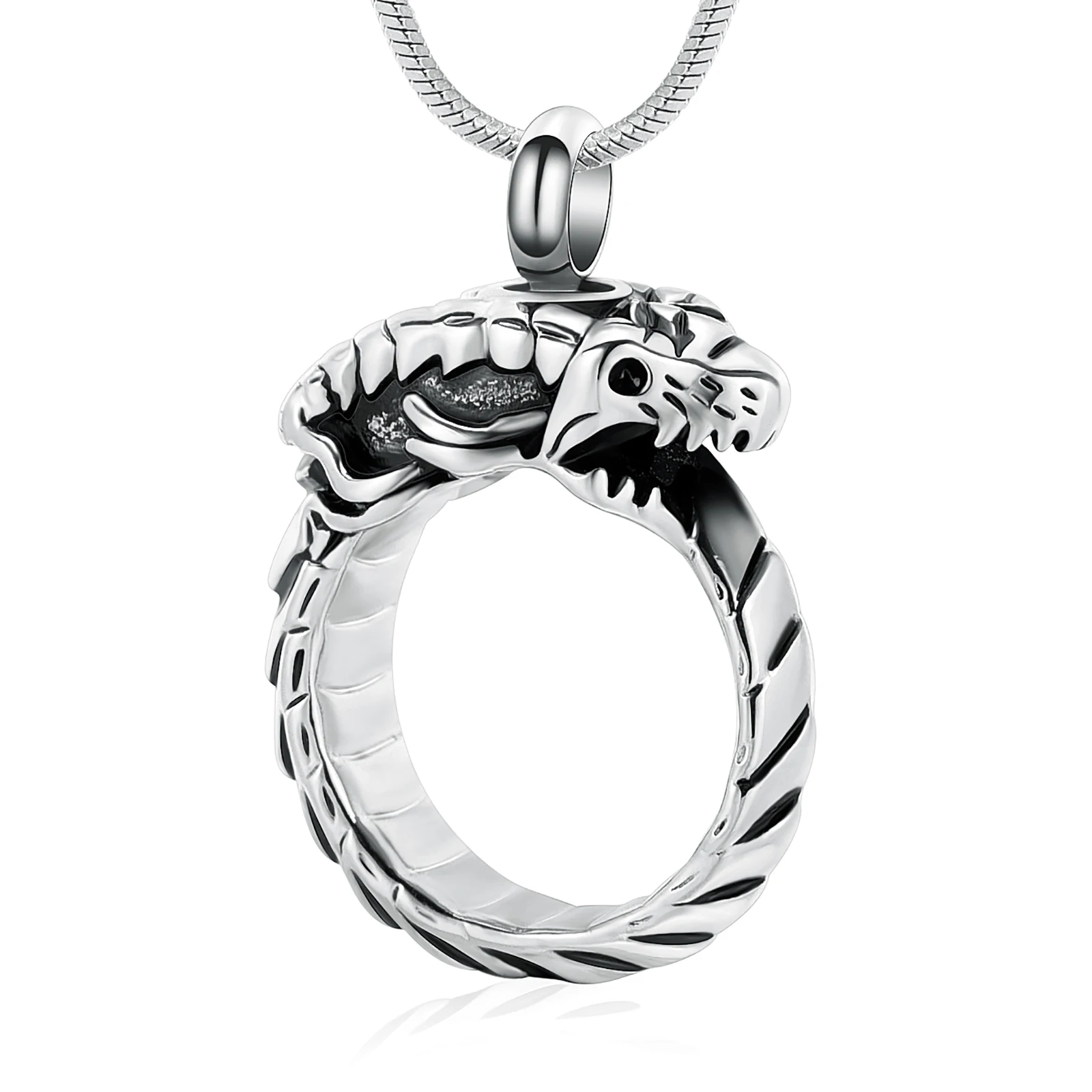 Ouroboros Cremation Jewelry for Human Pet Ashes Keepsake Urn Necklace for Ashes Memorial Pendant Necklace for Men Women