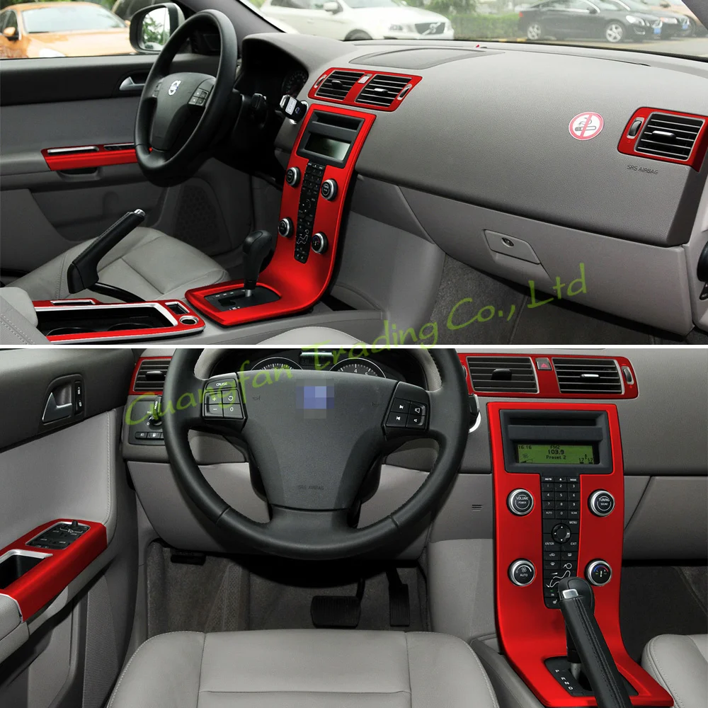 For Volvo S40 V50 C30  Interior Central Control Panel Door Handle 5D Carbon Fiber Stickers Decals Car styling Accessorie