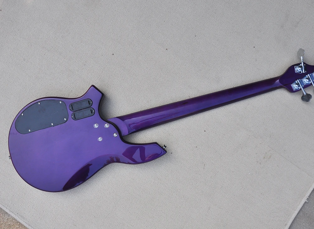 Two Styles 5 Strings Purple Electric Bass Guitar with Active Circuit,Rosewood Fretboard,24 Frets