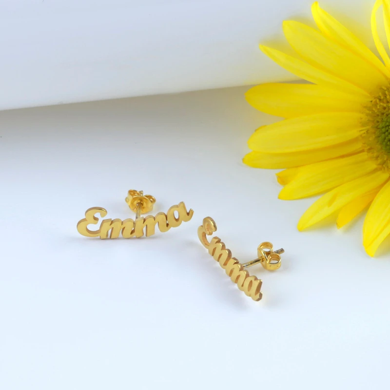 Cute Name Stud Earrings For Women Girl Fashion Jewelry Customized Stainless Steel   Initials Letter Earrings Personalized