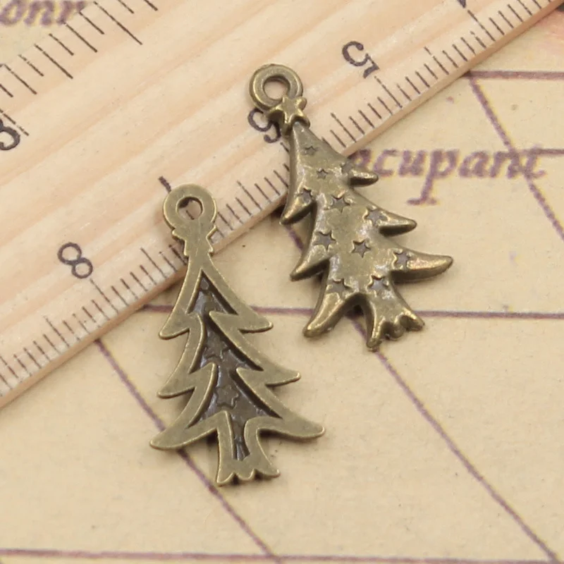 20pcs Charms The Christmas Tree 28x14mm Tibetan Bronze Silver Color Pendants Antique Jewelry Making DIY Handmade Craft