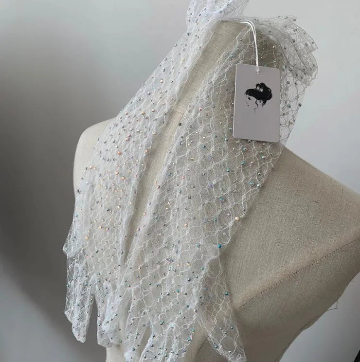 Damskie eleganckie błyszczące diamenty zroszony impreza taneczna rękawiczki siatkowe kobiece wiosenne letnie długie koronkowe rękawiczki z filtrem przeciwsłonecznym R2819