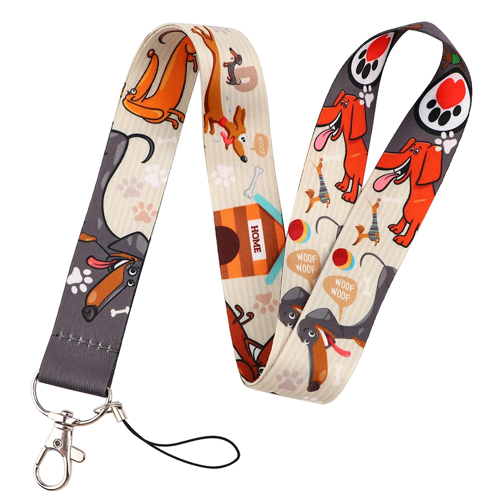 AD1099 Patchfan Dachshund Necklack Lanyard Key Gym Strap Multifunction Mobile Phone Decoration With Cartoon Card Holder Cover