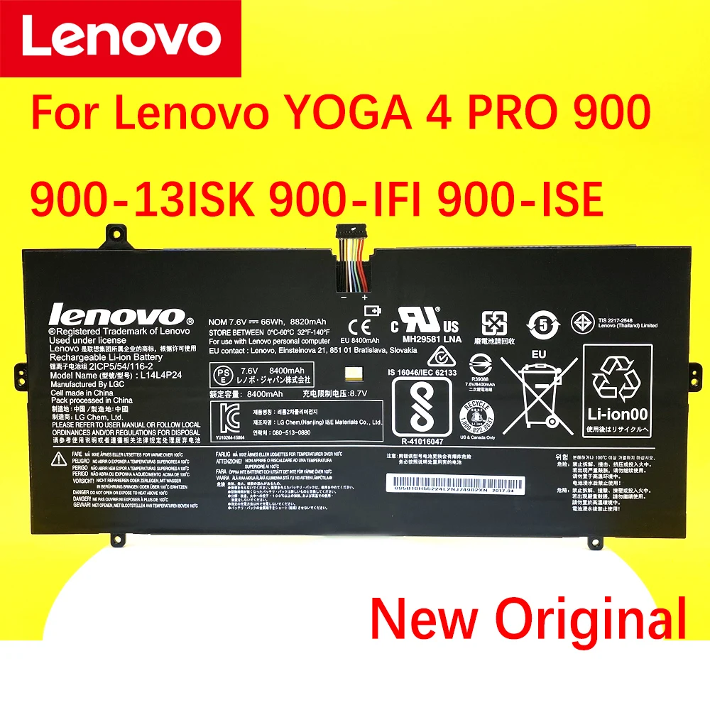 

New Original for Lenovo YOGA 4 PRO 900 900-13ISK 900-IFI 900-ISE 5B10H43261 L14M4P24 L14L4P24 8820mAh Laptop Battery