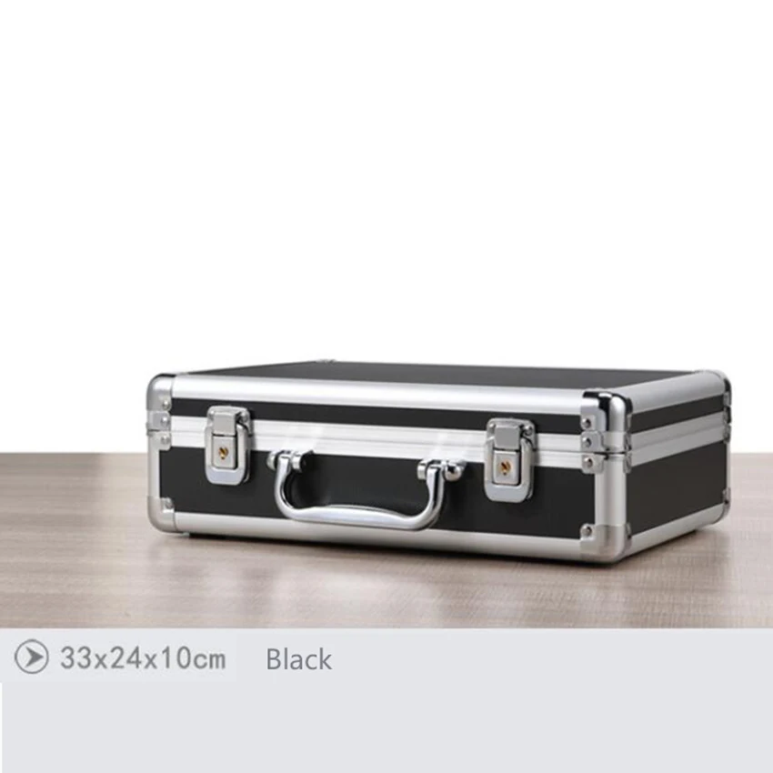 Aluminum Hard Case Briefcase Silver / Black Tool box Carrying Case with Cloth Lining Flight Cases Portable Equiment Tool Case