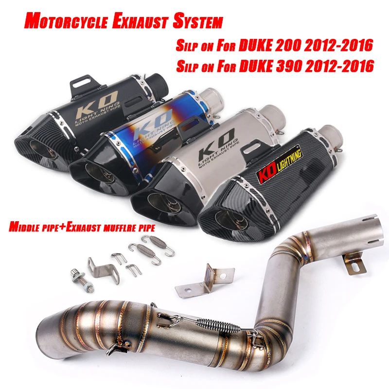 Motorcycle Exhaust System 51mm Middle Tube Connect Tail Vent Muffler Pipe DB Killer Set For Duke390 200 2012 2013 2014 2015 2016