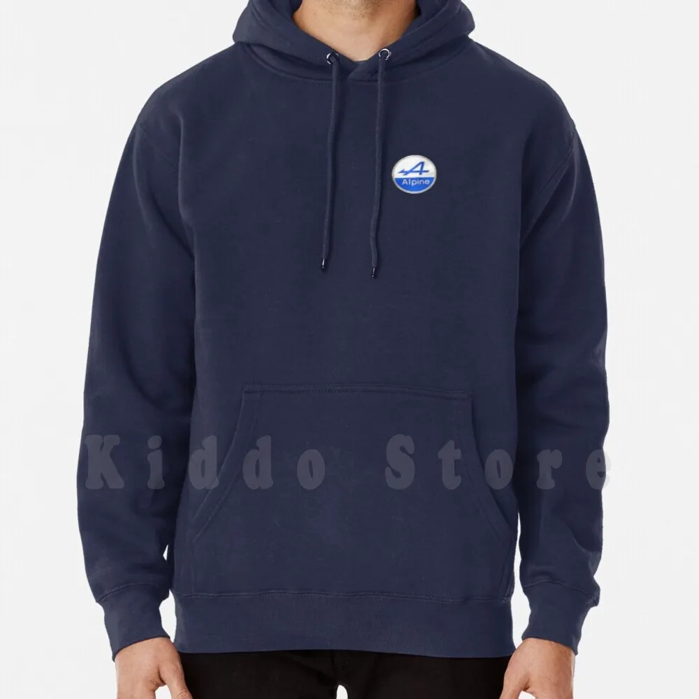 Alpine Car Logo Vintage Hoodie Long Sleeve Alpine A110 Car Rally Classic French Racing Alpine A110 Blue