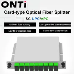 Caja de fibra óptica ONTi, PLC FTTH, caja divisora, 1X8, 1X8 plano, tipo guía de onda, SC APC, UPC, 5 piezas