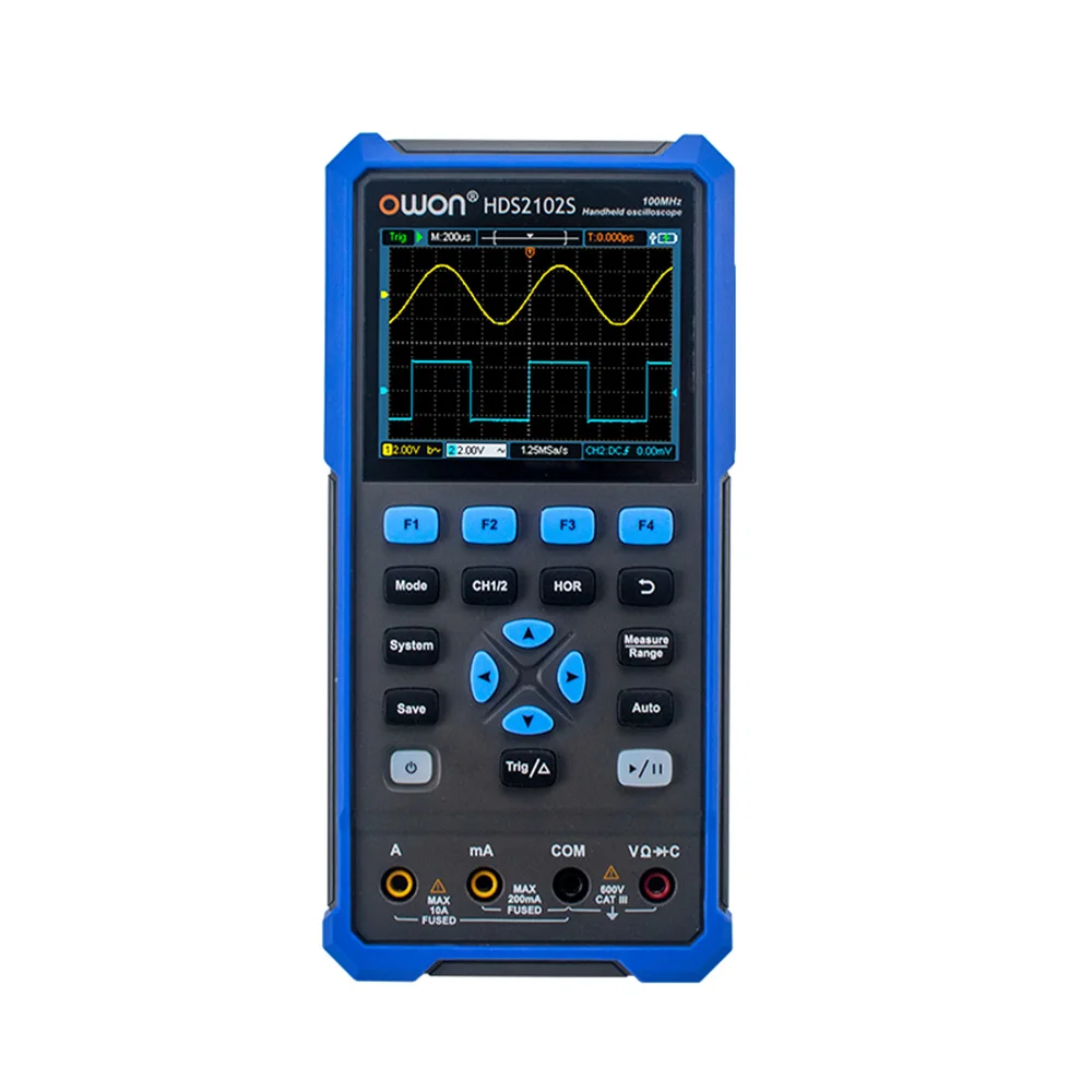 OWON HDS2102S HDS2202S Digital Oscill 2 Channels 100Mhz 200Mhz Portable 3 in 1 USB Osicll + Meter+WG Tester