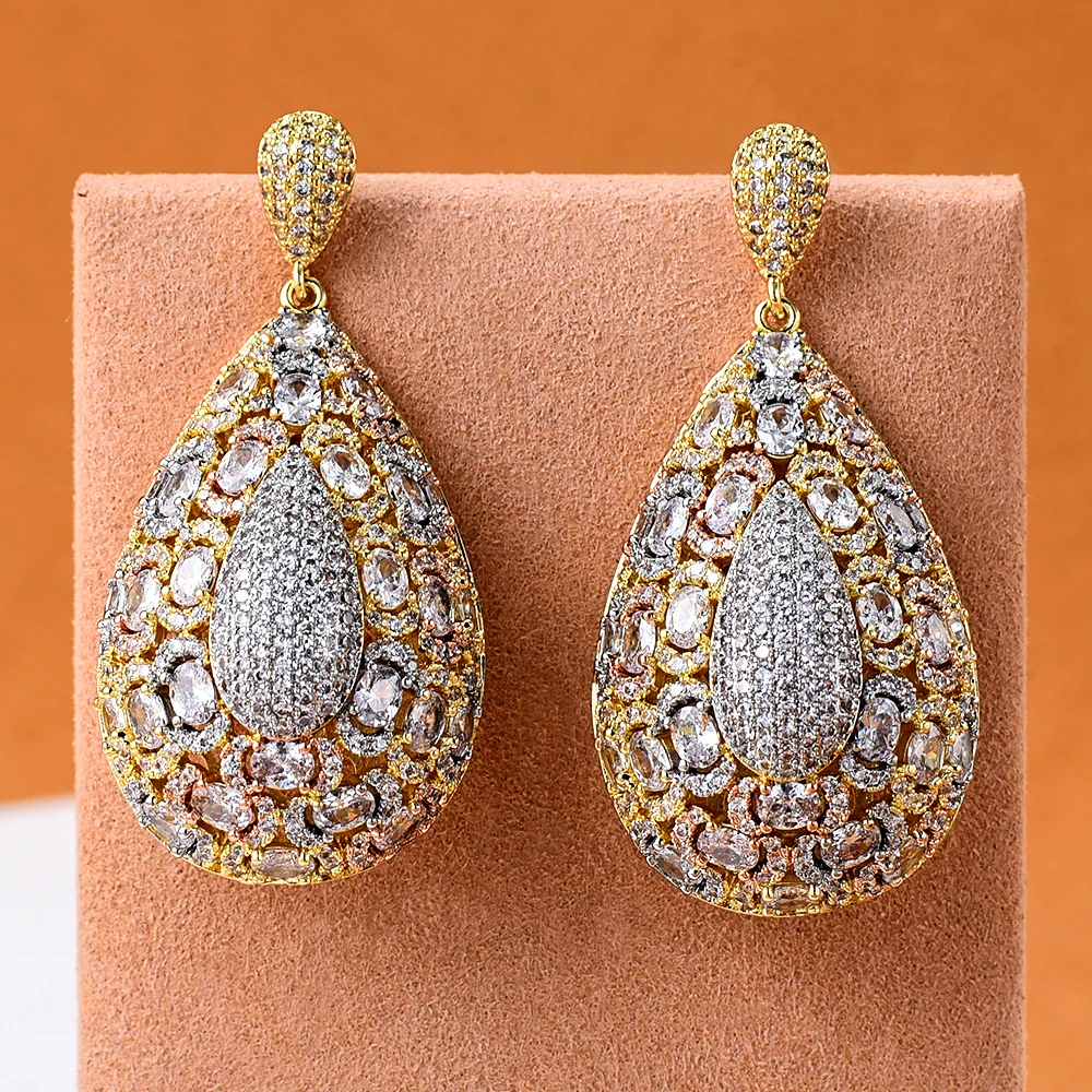 

missvikki HOT Luxury Gorgeous Italy Bohemia Drop Earrings for Women Fine Jewelry Full CZ Bridal Wedding High Quality Trendy
