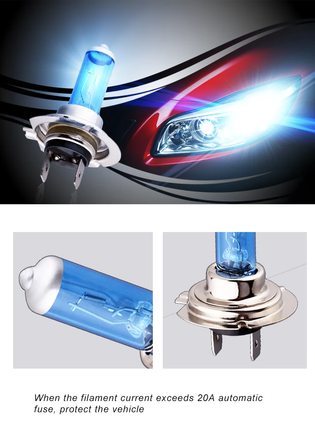 2pcs H7 100W 12V 55W Super Bright White Fog Lights Halogen Bulb High Power Car Headlights Lamp Car Light Source parking