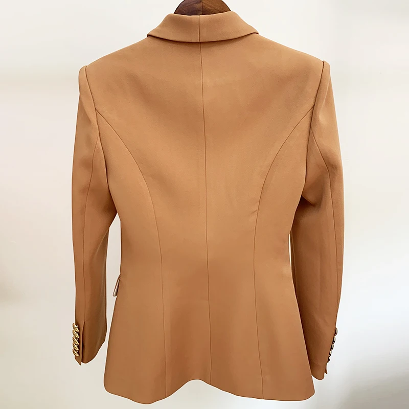 Veste blazer couvertes pour femme, double boutonnage, boutons de discussion en métal, col châle, haut de gamme, ET, 2024