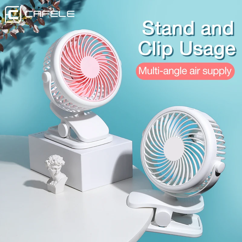 CAFELE Mini USB Fan Clip Stand Desk Desktop Fan For Office Home Table Super Mute Silent 2000mAh Battery Fan Air Summer Cooling