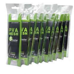 Alimentador de pesca de carpa de malla PVA, lanzador de cebo, redes de disolución de agua, 5M, 25mm, 37mm, aparejo de carpa de pelo de recarga ecológico, 10 piezas