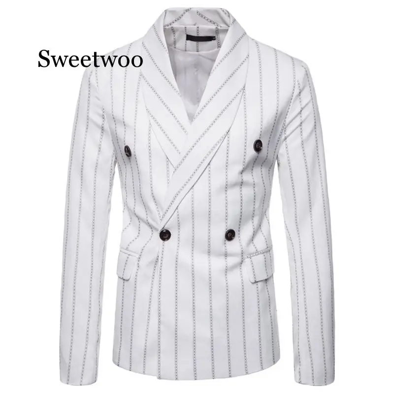 

Blazer Men Casual Coat Spring Autumn 2020 Gentlemen's Style Striped Blazer