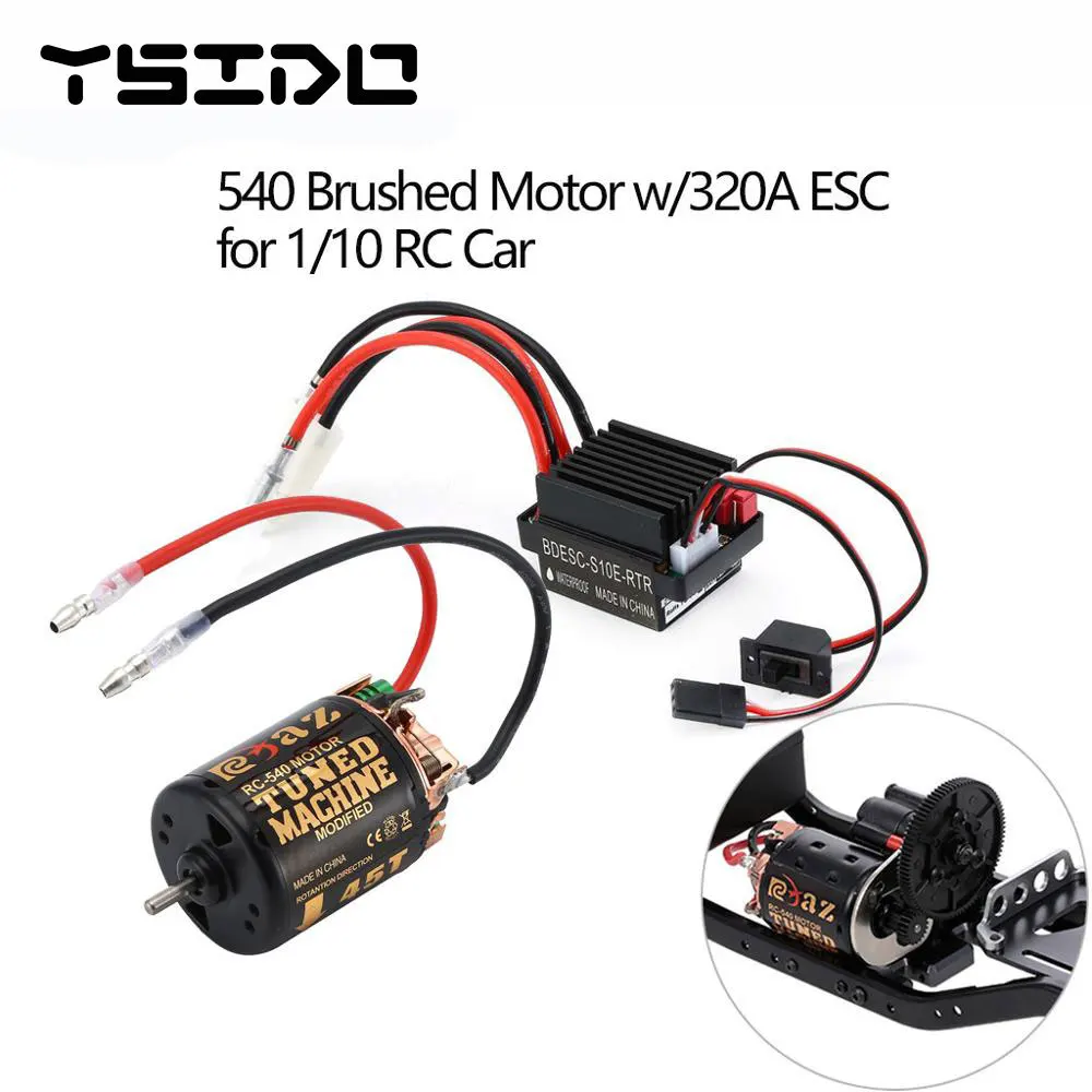 YSIDO 540 Combo Brushed Motor 55T 45T 35T 60A ESC for 1/10 Off-Road Rock Crawler Climbing RC Car Traxxas TRX4 Axial SCX10