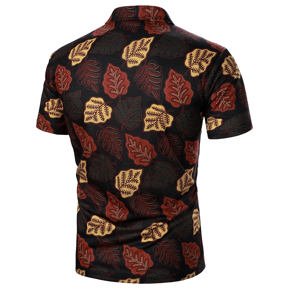 Men Polo  Shirt Men Short Sleeve Shirt Leaf Print Hawaiian Style Summer New Leisure Fashion Holiday Style Men T-Shirt