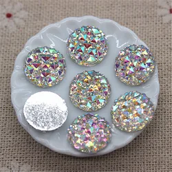 100PCS 12mm Bling Clear White AB Resin Rhinestone Round Flatback Cabochon Stone DIY Wedding Decoration Crafts
