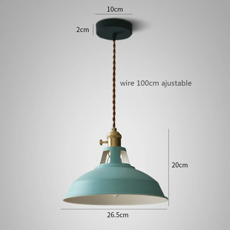 Pendant Light Retro Industrial Colorful Restaurant Kitchen Home Ceiling Lamp Vintage Hanging Light Lampshade Decorative Lamps