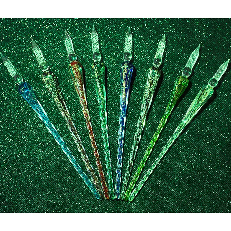 Glass Dip Pen And Ink Set Luminous New Luminous Pencil Creative Gifts 3/7/15pcs Glass Pens Dip And Blue Set Writing Art Supplies