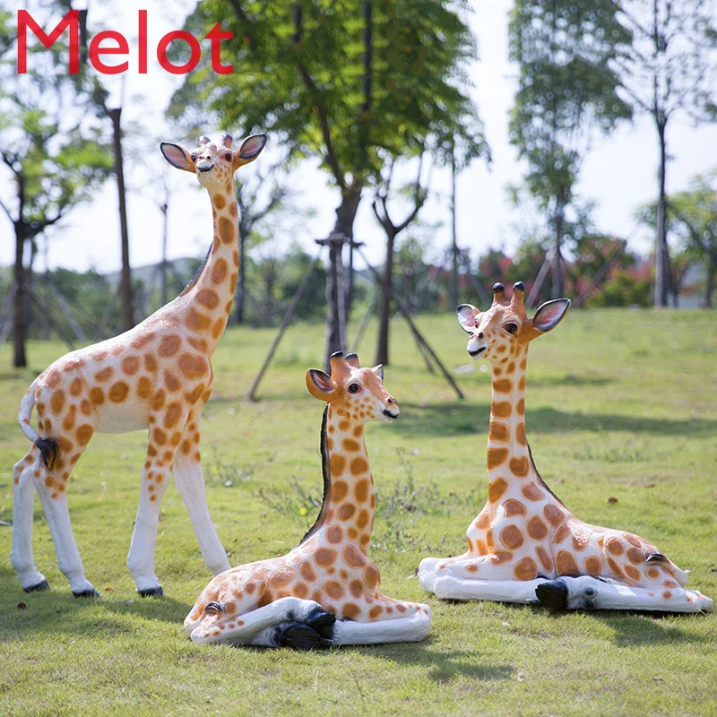 Handmade Simulation Giraffe Sculptured Ornaments Outdoor Garden Community Courtyard Landscape Animal Decorations